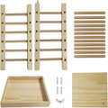 kathson Wooden Hay Feeder Rabbit Less Waste Food Feeding Rack Standing Pet-self Feeding Hay Manager Grass Holder Small A