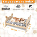 BWOGUE Large Wooden Rabbit Bed, Bunny Bed with Removable Cushion, 2-in-1