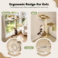 Solid Wood Cat Window Perch with 2 Jumping Platforms, Cat Hammock for Window with Scratching Post, Sisal Tall Cats Scratching Post with Large Perch, Wooden Cats