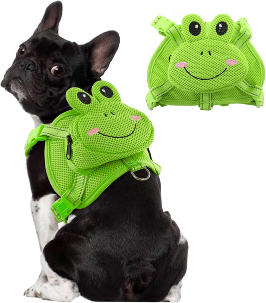 Dog Harness with Backpack, Adjustable Dog Backpack Harness for Small Medium Dogs, No-Pull Breathable Backpacks for Dogs 