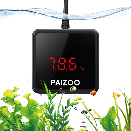 PAIZOO LED Waterproof Aquarium Thermometer Always-on Display with USB Cord
