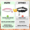 EXPAWLORER Soft Velvet Safe Cat Collars for Girl Cats -2 Pack Rhinestones Bling Diamante Adjustable Collars Breakaway- Chirstmas Cat Clollar Gifts with Bells for Boy Cats Kitty and Small Dogs