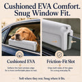 Dog Car Window Chin Rest, EVA Cushion with Headrest Strap, Gray