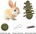 LWINGFLYER 4 Pack Bunny Chew Toys Apple Wood Chews Rabbit Cage Hanging Grass Cake Snack Treat for Teeth Grinding Improve