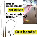 Forever Stick - Unbreakable Cat Wand Toy | Solid 1-Piece Fiberglass Rod - Bends, Doesn’t Break | 3-Year Warranty | 36 Inch Cat Fishing Pole Toy with Spinning Feather Toy | 2-in-1 String Toy and Teaser