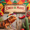 Bearded Dragon Sombrero Hats, Bearded Dragon Clothes Accessories Lizard Straw Hat with Adjustable Chin Strap Small Pet H