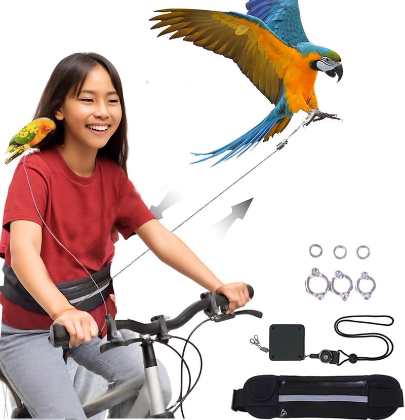 Hands-Free Bird Harnesses Suitable for Cycling and Driving Outdoors and Belts self-retracting Fanny Pack Bird Leash suir