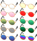 Frienda 10Pcs Cat Dog Sunglasses Funny Pet Glasses Round Metal, Mixed Color