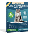 VICSOM Flea Treatment for Cat Flea and Tick Prevention for Cats Kitten, 6-Month Supply, Cat Flea Treatment & Control, Repellent, Fast Acting Topical Drops for Cats, Over 1.5 lbs, 24-Hour Protect
