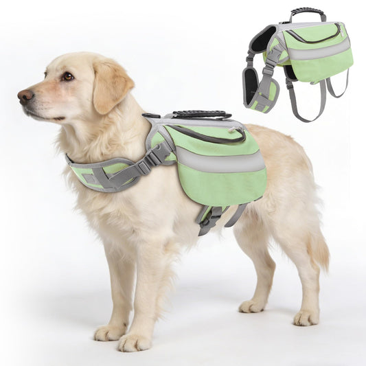Rosvola Dog Vest Harness Backpack, Dog Harness and Removable Backpack, 2 Saddle Bags, Waterproof Dog Harness Saddle Bag with Reflective Strips for Walking Hiking Training
