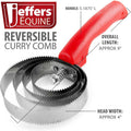 Jeffers Equine Reversible Shedding Curry Comb for Horses, Dual Stainless Steel Spring Teeth, 2-Sided Grooming Brush, Spr