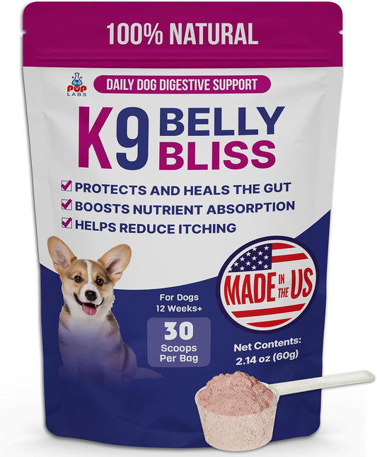 Pup Labs K9 Belly Bliss, All-Natural Gut Health for Dogs, Vet Approved Prebiotic for Dogs for Daily Digestive Support an