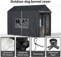 LYBOSH Outdoor Dog Kennel Cover Full Coverage for 8'Dx4'Wx6'H Cages,600d Heavy Duty Waterproof Large Kennel Covers,(Cover Only) Black