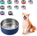 WENBOKMIN Dog Bowl, Stainless Steel Food and Water Bowl, 40oz, Blue | Non Slip Quiet Bottom, Easy to Clean, Dishwasher S