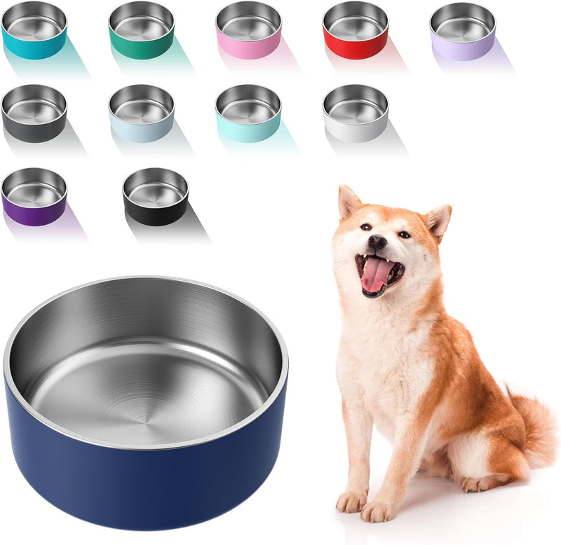 WENBOKMIN Dog Bowl, Stainless Steel Food and Water Bowl, 40oz, Blue | Non Slip Quiet Bottom, Easy to Clean, Dishwasher S