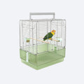 YOOSO WING 304 Stainless Steel Travel Bird Cage, 17 Inch Foldable Carrier for Conures Cockatiels Grey Parrots Caiques, with Aluminum Handle Perch (Green, Large Birdcage)