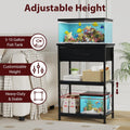 5-10 Gallon Fish Tank Stand with Adjustable Height and Drawer, Black