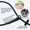 Slip Lead Dog Leash for Small & Medium Dogs, 1/4” x 5ft Sturdy Nylon Rope with Spring-Loaded Adjustable Stopper, Easy On/Off Training & Walking Slip Leash (Black, 5ft*1/4")