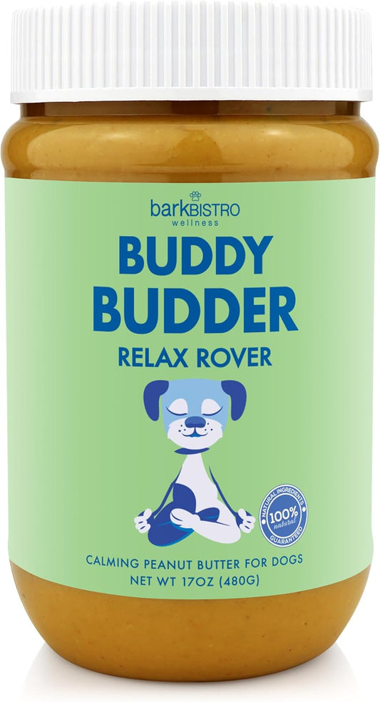 Relax Rover Buddy Budder (Stress + Anxiety), 100% Natural Dog Peanut Butter, Dog Supplment, Made in USA 17oz