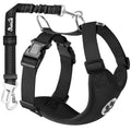 SlowTon Dog Seat Belt Harness for Car, Dog Car Harness Adjustable Mesh Breathable & Dog Seatbelt Safety Tether with Elastic Bungee for Small Medium Large Pets(Black, Double Clip, M)