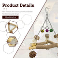 New with Bell! Wooden Bird Swing for Cage, 3-in-1 Hanging Parrot Toy with Chew Toys, 3 Sisal Perches & Stable Triangle Design for Parakeets, Cockatiel, Conures, Lovebirds, Quaker Parrots