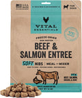 Vital Essentials Freeze Dried Dog Food, Raw Beef & Salmon Soft Nibs | Complete Meal or Topper | 99% Beef, Salmon, Organs & Bone | High Protein, Grain Free Dry Dog Food | 14 oz Bag