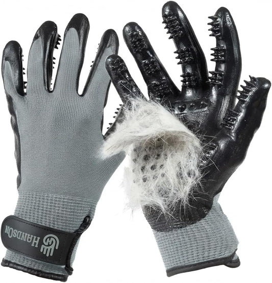 H HANDSON Pet Grooming Gloves - Patented #1 Ranked, Award Winning Shedding, Bathing, & Hair Remover Gloves - Gentle Brus