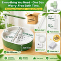 Bird Shower Parakeet Bath for Cage with Adjustable Water Flow Control Valve, Parrot Shower Bath for Budgies with Plug, Automatic Circulating Water Fountain for Pet Bird, Cockatiel, Conure(green pipe)