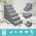 LitaiL 30" Dog Stairs&Steps for Small Dogs for High Beds 6-Step Pet Ramp Up to 30-36" High for Small Dogs & Cats, Grey No Assembly Required