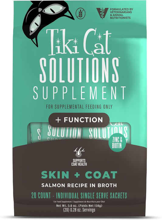 Tiki Cat Solutions Cat Food Supplement, Skin & Coat, Salmon, 5.6 oz Pouch