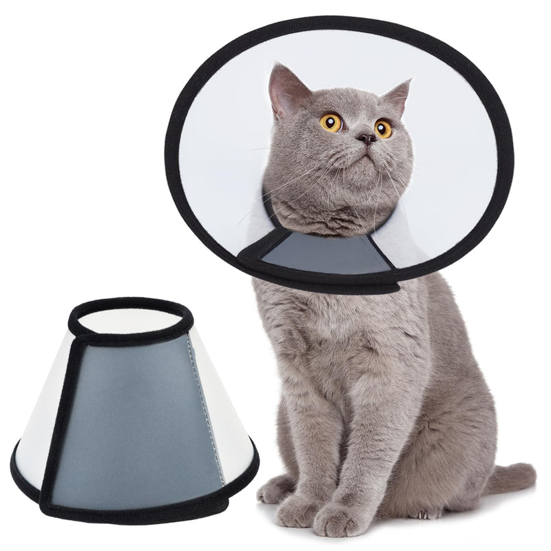 Vivifying Cat Cone, Adjustable Recovery Pet Cone, Three Sizes Lightweight Plastic Elizabethan Collar for Cats, Mini Dogs and Rabbits (Black)