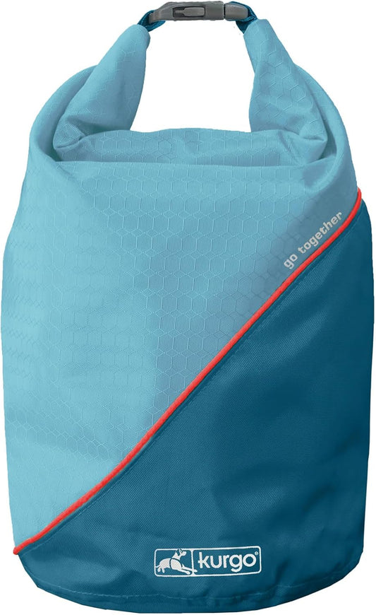 Kurgo Kibble Carrier - Portable Kibble Carrier - Compact Travel Storage - Dog Food Dry Bag - Camping Dog Storage - 5 lb Capacity - Coastal Blue