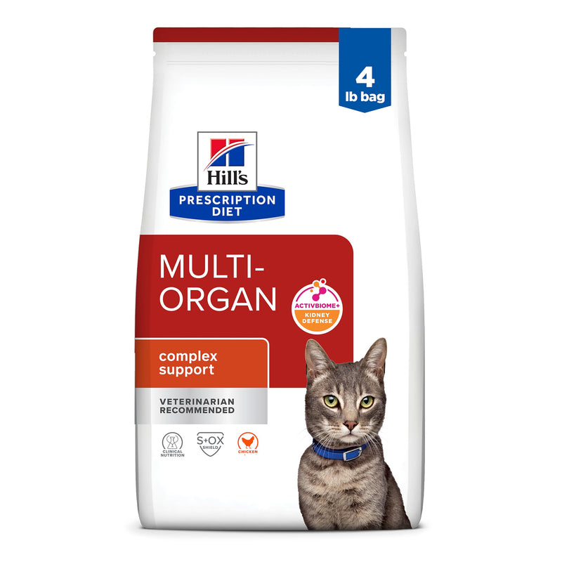 Hill's Prescription Diet Multi-Organ Complex Support Dry Cat Food, Chicken, 4 lb. Bag