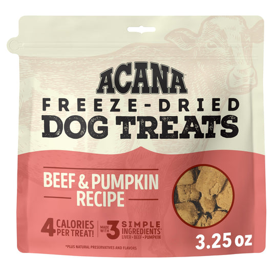 ACANA Singles Grain Free Dog Treats Limited Ingredients & Freeze-Dried Beef & Pumpkin 3.25oz Bag