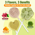 Puxulyiz 21pc Cat Lollipop Treats, Cat Grass Treats High Protein Nutrient Rich for Hairball Control and Healthy Coat, Cat Treats with Catgrass, Cranberry, Egg Yolk Flavor