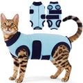 Kuoser Recovery Suit for Cats Female Male Kitten Surgery Onesie Bodysuit Anti Licking Cone Alternative Calming Anxiety Vest Abdominal Wounds, Blue XL