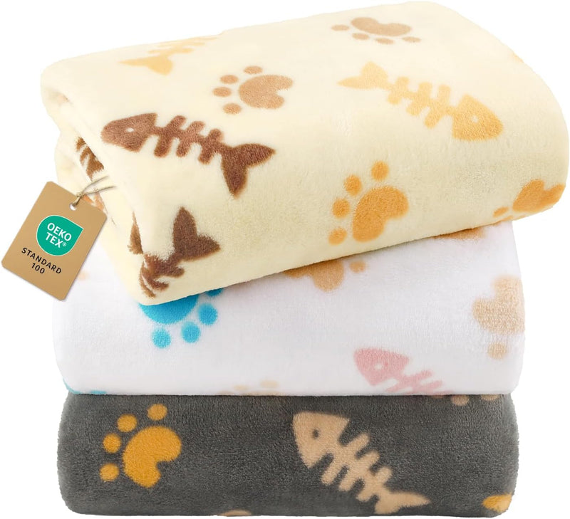 Luciphia 3 Pack Cute Cat Blankets Cozy Small Throw for Pet Puppy,23