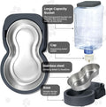 Automatic Cat Feeder and Water Dispenser with Stainless Steel Bowl Dog Gravity Food Feeder and Waterer for Small Medium 