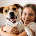 Spring Summer Dog Collar for Girl Dogs- White Polka Wedding Dog Collar, Adjustable Soft Beach Dots Dogs Collars for Smal