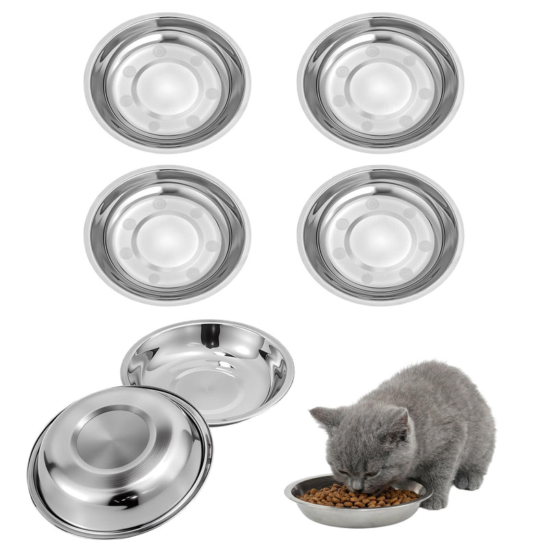 6Pcs Stainless Steel Pet Feeding Bowls, 6.1 Inches Shallow Wide Flat Cat Food Bowls, Puppy and Kitten Feeding Bowls, Whisker Fatigue Relief, Fits Elevated Bowl Stands