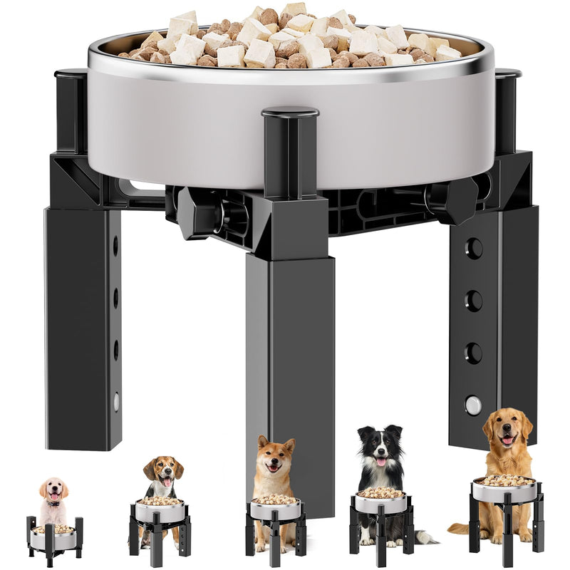 Aystkniet Dog Bowl Stand with Adjustable Height & Width, Anti-Slip Elevated Food Water Bowl Holder for Large Medium Small Dogs, Durable Raised Dog Feeder for Lifted Feeding, Only Stand Without Bowls