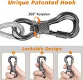 XiaZ Dog Tie Out Cable, Heavy Duty Dog Chains for Outside with Lockable Hook, Pet Runner Cable Leads for Yard, Dogs Line Tether for Small Medium Large Dogs Up to 250 LBS (20FT, Silver)