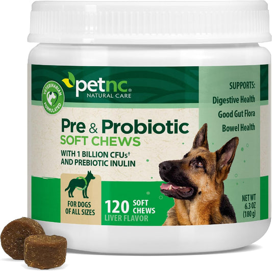 PetNC Natural Care Liver Flavor,Cheese Pre & Probiotic Soft Chews for Dog 120 ct (Pack of 1) (Packaging May Vary)