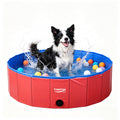 TrekFree Foldable Pet Pool, Puppy Small Medium Large Dogs Pool, Non-Slip Pet Bath Tub for Outdoor Backyard, Collapsible Dogs Swimming Pool for Dogs Cats and Kids 40" Red