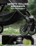 Pawccoli Pet Stroller for Small Dogs and Cats, One-Click Foldable Dog Stroller with Detachable Carrier & 3 Safety Tethers, Holds up to 33 lbs, Storage Basket & Cup Holder, Breathable Mesh, Black