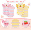 XGDMEIL 2 Pack Striped Small Dog T Shirt Cute Cherry Girl Dog Clothes for Small Dogs Cats Breathable Soft Cotton Pet Puppy Sleeveless Vest Spring Summer Pet Outfits（Pink+Yellow,Medium）