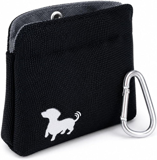 Swaggly Extra Small Dog Treat Pouch – Slim Magnetic Pocket Dog Treat Bag for Walking & Training – Discreet Clip On Treat Pouch for Leash, Waistband or Pocket – Mess Free Storage (Black/Gray)