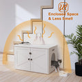 Timberer Cat Litter Box Enclosure, Litter Box Furniture Hidden with Removable Divider, Wooden Cat Washroom Furniture, Indoor Cat House, White