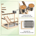 JOINSI Wood Pet Parrot Playground Bird Play Stand Toys Perch with Feeder Cups for Cockatiel Parakeet Lovebirds Conure (Natural)