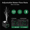 GROWNEER 2 Packs 550GPH Submersible Pump 30W Ultra Quiet Fountain Water Pump, 2000L/H, with 7.2ft High Lift, 3 Nozzles f